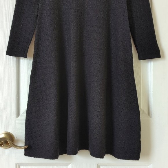 American Eagle Knit Quarter Sleeve Round Neck Flowy A-Line Mini Dress Black S - Picture 8 of 12